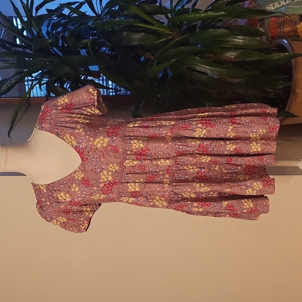 Wild Fable Purple Mini Dress Short Sleeve Flowy Pink Orange Yellow Flowers